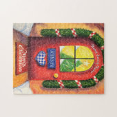 Pas Red Merry kerst voordeur startpunt aan Legpuzzel (Horizontaal)