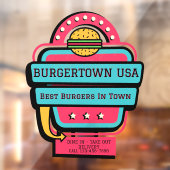 Pas Retro Burger Restaurant Gevel aan Raamsticker (Vel 2)