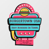 Pas Retro Burger Restaurant Gevel aan Raamsticker (Vel)