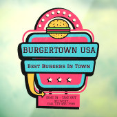 Pas Retro Burger Restaurant Gevel aan Raamsticker (Vel 3)