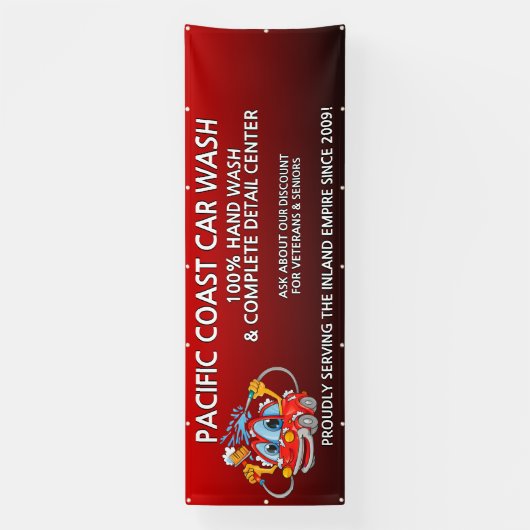 Pas Rode Auto Wash Comical Toon Auto Groot aan Spandoek (Verticaal)