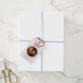 Pas rode bloemen familie foto Merry Christmas Cadeaulabel (Met Touw)