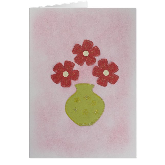 Pas rode Bloemen in groene vaas voor verjaardag aa (Voorkant)