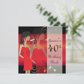 Pas Rode Verjaardagsfeest Uitnodiging aan (Staand voorkant)