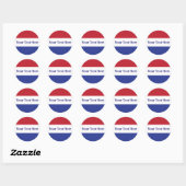 Pas rood, wit en blauw ontwerp aan ronde sticker (Vel)