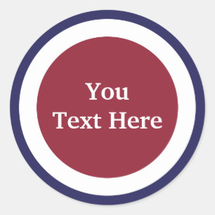 Pas rood, wit en blauw ontwerp aan ronde sticker