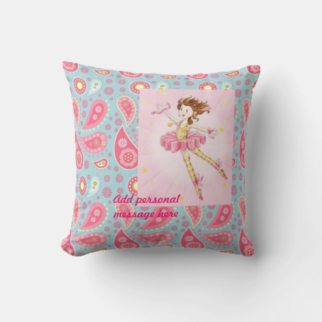 Pas Roze Blauw Paisley Bloem Fairy Ballerina aan Kussen (Voorkant)