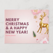 Pas Roze Kerst en Gelukkig Nieuwjaar aan Briefkaart (Voorkant)