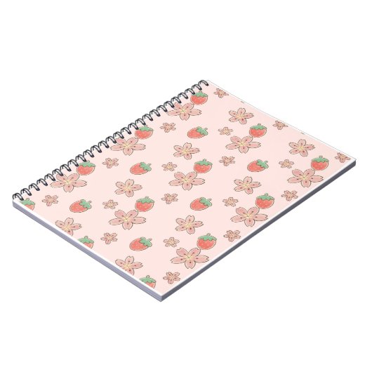 Pas Roze Strawberry Spring Theme aan Notitieboek (Linkerzijde)