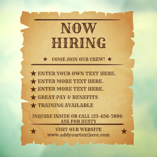 Pas  Rustic Generiek nu het Huren Poster aan Raamsticker (Vel 3)