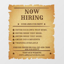 Pas  Rustic Generiek nu het Huren Poster aan Raamsticker