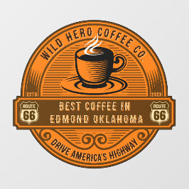 Pas Rustic Route 66 Koffiezaakjes Stomende Cu aan Raamsticker