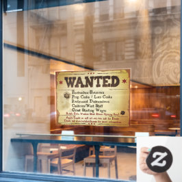 Pas Rusticaal Westers Restaurant Hulp Gezocht aan Raamsticker
