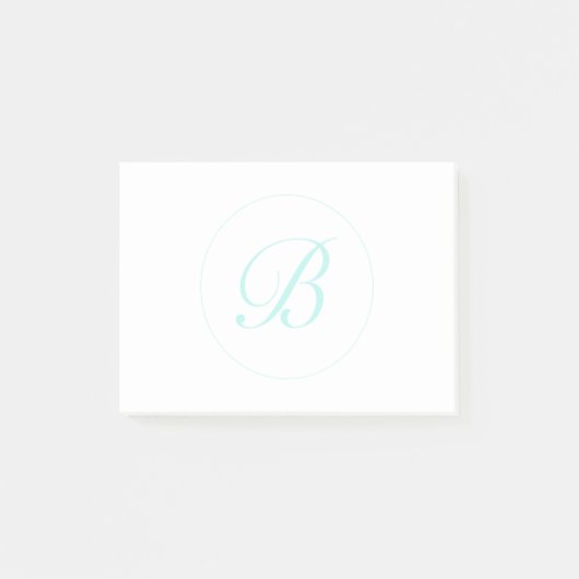 Pas Script Monogram In Cirkel, Licht Turkoois aan Post-it® Notes (Voorkant)