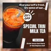 Pas speciale Thaise melk thee winkel Promo % korti Raamsticker (Vel 2)