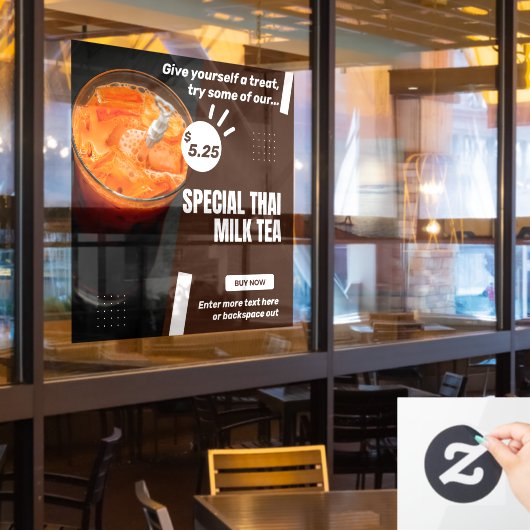 Pas speciale Thaise melk thee winkel Promo Raamsticker (Restaurant Raam)