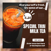 Pas speciale Thaise melk thee winkel Promo Raamsticker (Vel 2)