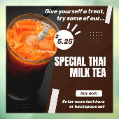 Pas speciale Thaise melk thee winkel Promo Raamsticker (Vel 3)
