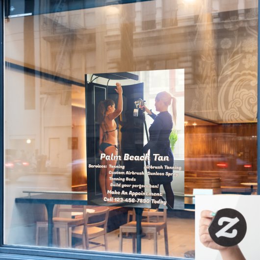 Pas Spray Tanning Booth Bedrijf 4 aan Raamsticker (Cafe Raam)