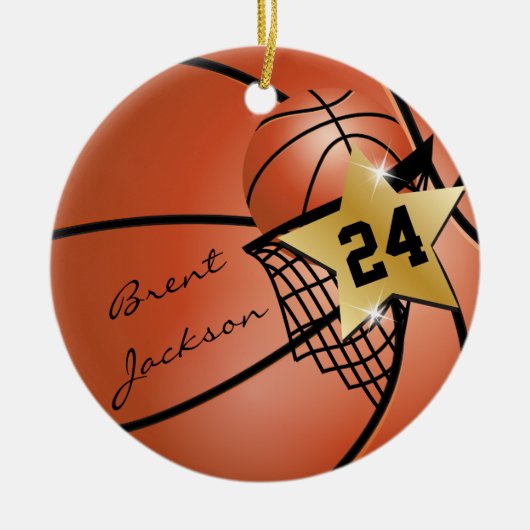 Pas Super ⭐ Star Player 🏀 Basketball aan Keramisch Ornament (Voorkant)