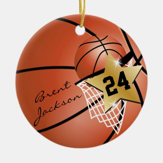 Pas Super ⭐ Star Player 🏀 Basketball aan Keramisch Ornament (Voorkant)
