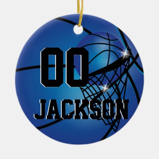 Pas Super Star Player Blue Basketball aan Keramisch Ornament (Voorkant)