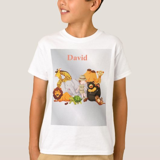Pas T-shirt aan met wilde dieren (Voorkant)