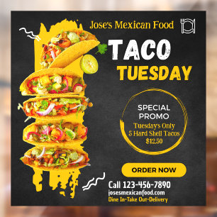 Pas Taco Tuesday Mexicaans Restaurant Promo aan Raamsticker