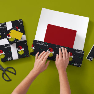 Pas tekst aan met familienaam - Grinch Cadeaupapier