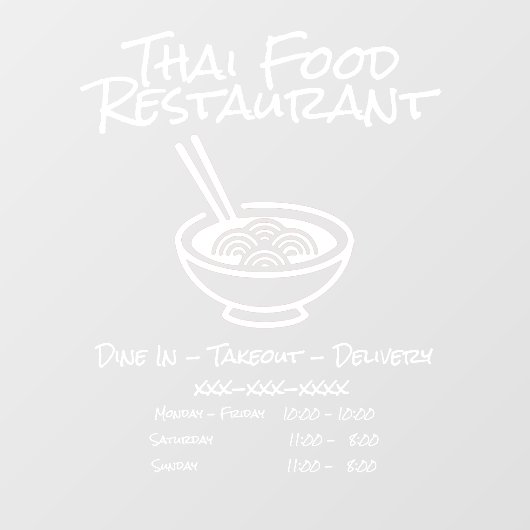 Pas Thai Pho Restaurant bedrijfsinfo aan Raamsticker (Vel)