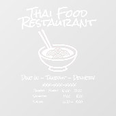 Pas Thaise Pho-restaurant bedrijfsinfo aan Raamsticker (Vel)