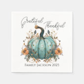 Pas Thanksgiving Rustieke Blauwe Pompoen aan Servet (Voorkant)