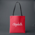 Pas toe voeg Jouw naam of het Rood van de Sjabloon Tote Bag<br><div class="desc">Vervang hier uw tekst van de Manuscript - de NaamTekst van het Manuscript hier Elegant Moderne Minimalistische Sjabloon van de Typografie van het Ontwerp Rood Shopping schouder Canvas tas.</div>