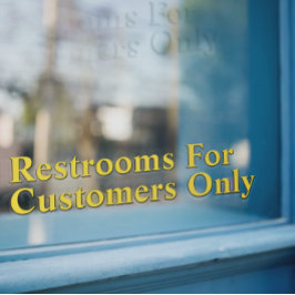 Pas toiletten aan voor uitsluitend klanten Goud Zw Raamsticker