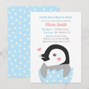 Pas Uitgekomen Kleine Pinguïn Baby Shower Kaart