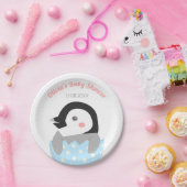 Pas Uitgekomen Kleine Pinguïn Baby Shower Papieren Bordje (Feest)