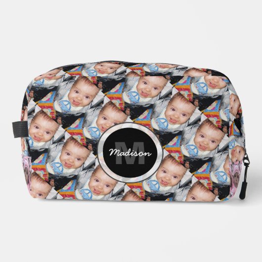 Pas uw aangepaste vijf fotopatroon Monogram aan Toilettasje (Voorkant)