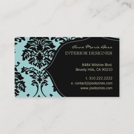 Pas uw achtergrond, zwarte en witte Damask aan Visitekaartje (Achterkant)