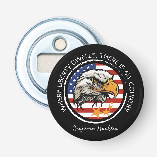Pas uw Amerikaans Eagle-ontwerp aan Button Flesopener (Voorkant)