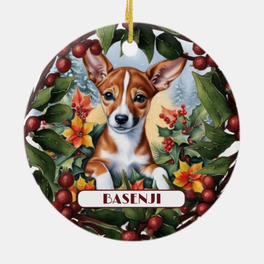 Pas uw Basenji-kerstversiering aan Keramisch Ornament (Achterkant)