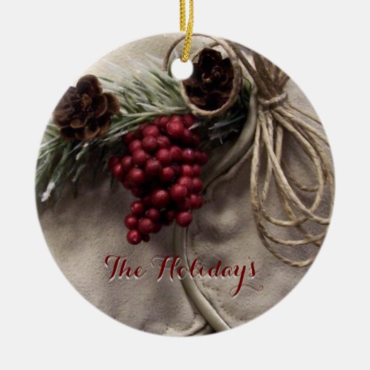 Pas uw Bergen en Pinecones aan Keramisch Ornament (Voorkant)