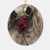 Pas uw Bergen en Pinecones aan Keramisch Ornament (Links)