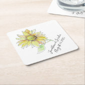 Pas uw bruiloft servetten Sunflower Kartonnen Onderzetters (Schuin)