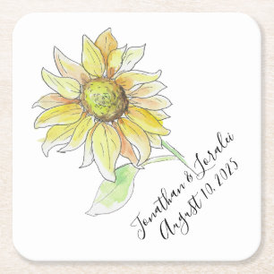 Pas uw bruiloft servetten Sunflower Kartonnen Onderzetters