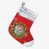 Pas UW CAT PHOTO Red Holly Wreate Lijst aan Grote Kerstsok (Voorkant (Hangend))