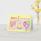 Pas uw eigen 1st verjaardag aan kaart (Gele Bloem)