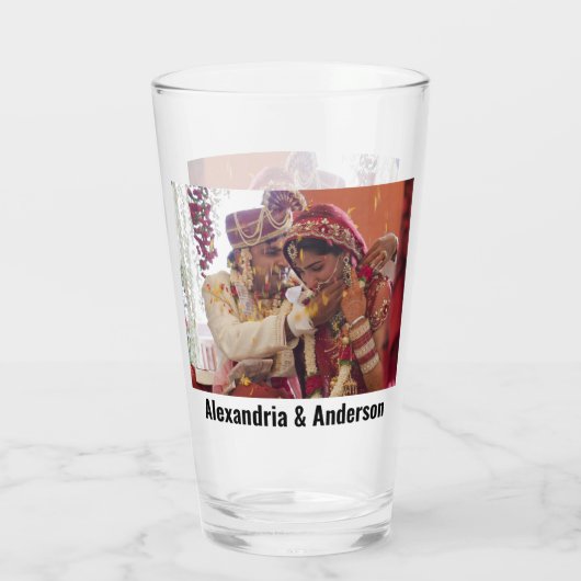 Pas uw eigen | 2 foto's | Aangepaste naam | Tekst Glas (Achterkant)