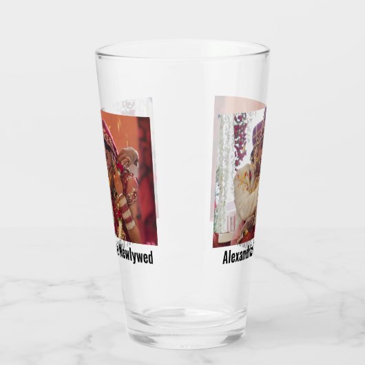 Pas uw eigen | 2 foto's | Aangepaste naam | Tekst Glas (Links)