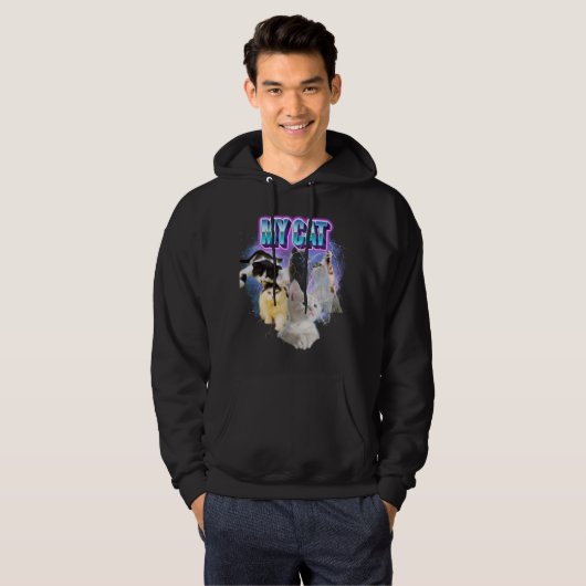 Pas uw eigen kat bootleg 90's stijl 5 foto hoodie (Voorkant volledig)