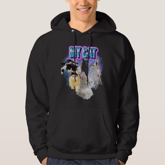 Pas uw eigen kat bootleg 90's stijl 5 foto hoodie (Voorkant)
